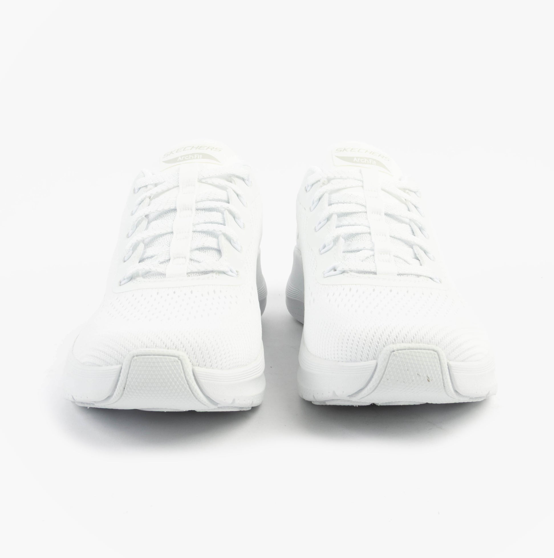 Skechers 150066/WHT ARCH FIT 2.0 - EASY CHIC Womens Trainers White front view showing lace-up closure and round toe shape.