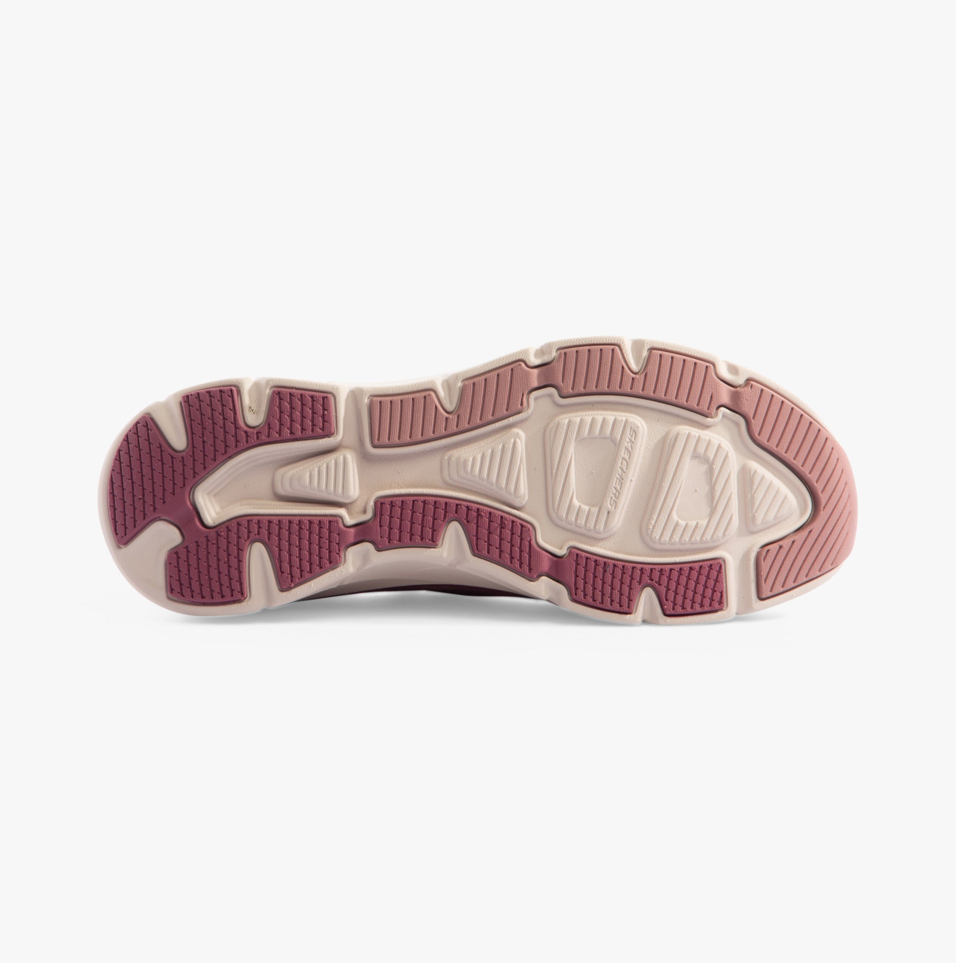 Skechers 150105/DKMV D'LUX WALKER 2.0-THRILL MOVEM Womens Trainers Dark Mauve sole view showing rubber sole details.