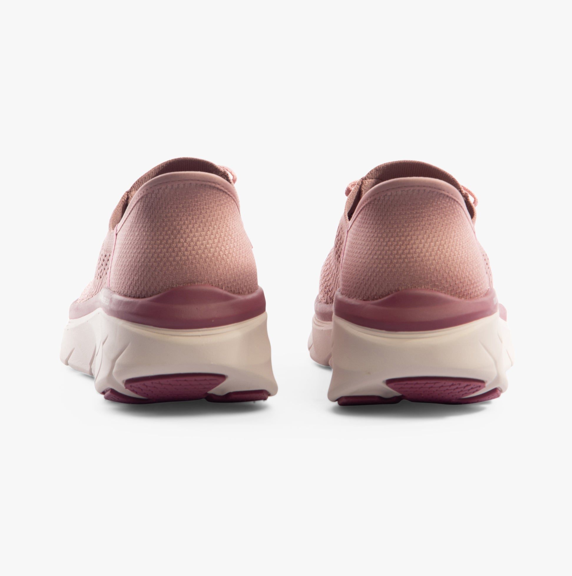 Skechers 150105/DKMV D'LUX WALKER 2.0-THRILL MOVEM Womens Trainers Dark Mauve back view of trainers.