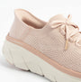 Skechers 150105/ROS D'LUX WALKER 2.0 - THRILL MOVEMENT Womens Trainers Rose side view showing textured upper and lace-up detail.