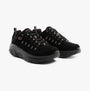 Skechers 150106/BKRG D'LUX WALKER 2.0-GOLDEN STEP Womens Trainers Black/Rosegold side view with lace-up closure.