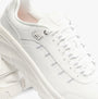 Skechers 150106/WSL D'LUX WALKER 2.0-GOLDEN STEP Womens Trainers White/Silver detail view showing laces and upper material.