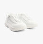 Skechers 150106/WSL D'LUX WALKER 2.0-GOLDEN STEP Womens Trainers White/Silver side view, showcasing the casual design.
