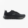 Skechers 150201/BBK FLEX APPEAL 5.0 Womens Trainers Black side view showing mesh upper and lace-up design.