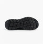 Skechers 150201/BBK FLEX APPEAL 5.0 Womens Trainers Black bottom view showcasing rubber sole with traction patterns.