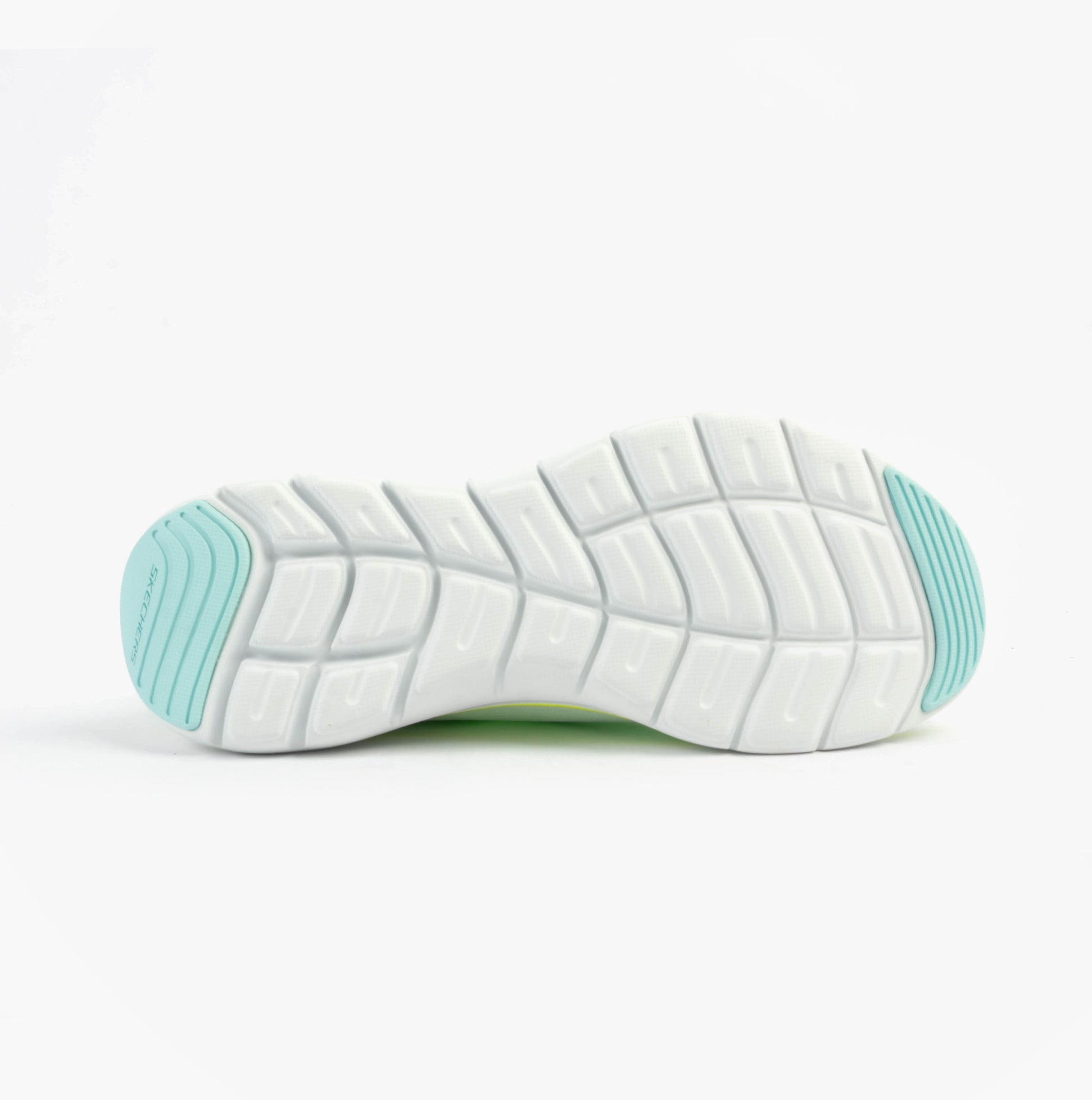 Skechers 150201/MTMT FLEX APPEAL 5.0 Womens Trainers Multicoloured sole view with rubber material and traction details.