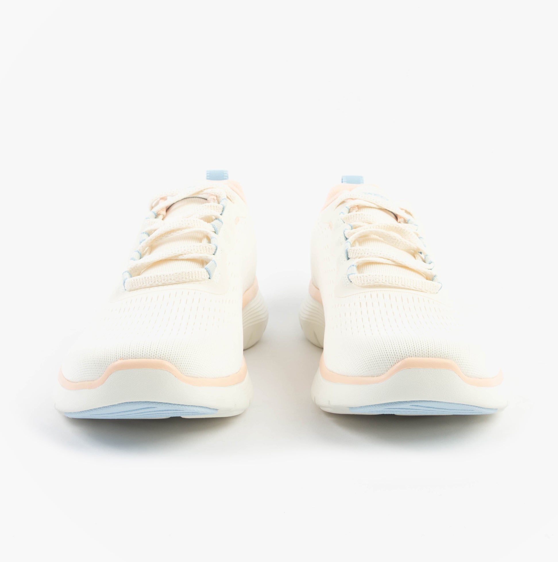 Skechers 150201/NTMT FLEX APPEAL 5.0 Womens Trainers Natural/Multi front view with lace-up closure.