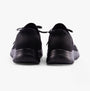 Skechers 150263/BBK SUMMITS-NEW DAILY Womens Trainers Black rear view showing lace-up design and low top silhouette.