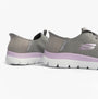 Skechers 150263/GYLV SUMMITS-NEW DAILY Womens Trainers Grey/Lavender side view showing texture and sole design.