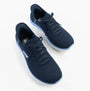 Skechers 150263/NVBL SUMMITS-NEW DAILY Womens Trainers Navy top view showcasing breathable textile upper and lace-up design.