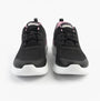 Skechers 150370/BKMV SKECH-AIR DYNAMIGHT 2.0 - NEW Womens Trainers Black/Mauve front view with black mesh upper and pink accents.