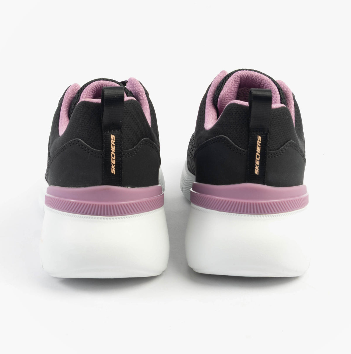 Skechers 150370/BKMV SKECH-AIR DYNAMIGHT 2.0 - NEW Womens Trainers Black/Mauve, back view showing color details and design.