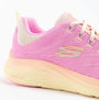 Skechers 150401/PKMT VAPOR FOAM-SUMMER JOURNEY Womens Trainers Pink side view showcasing mesh upper and rubber sole.