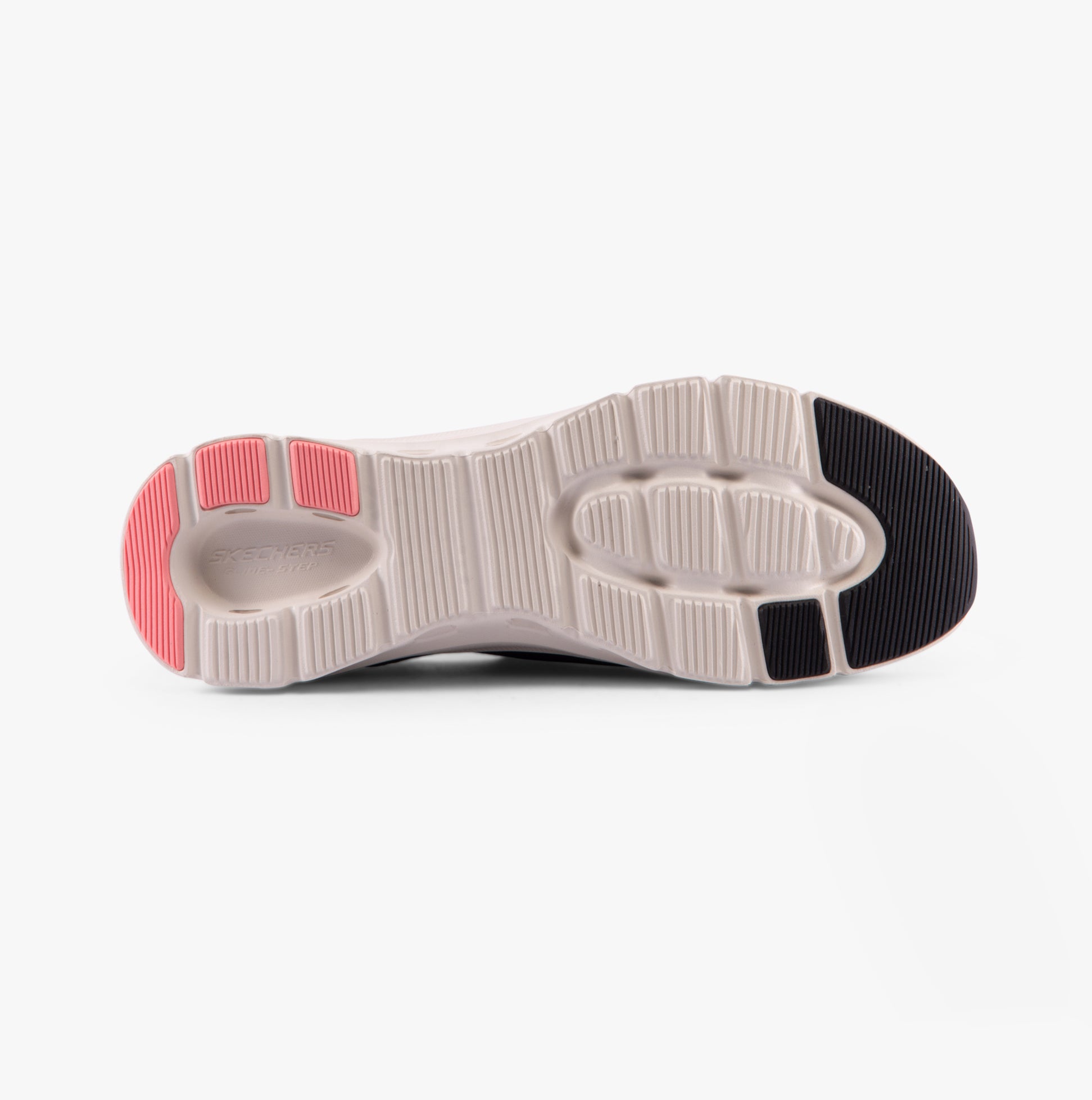 Skechers 150422/BLK GLIDE-STEP PRO-EVERYDAY CITIZ Womens Trainers Black sole view, featuring rubber materials and slip-on design.