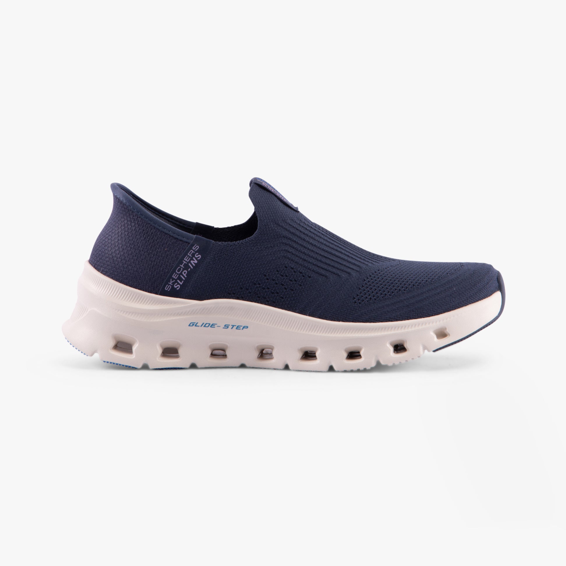 Skechers 150422/NVY GLIDE-STEP PRO-EVERYDAY CITIZ Womens Trainers Navy side view, slip-on design with comfort features.
