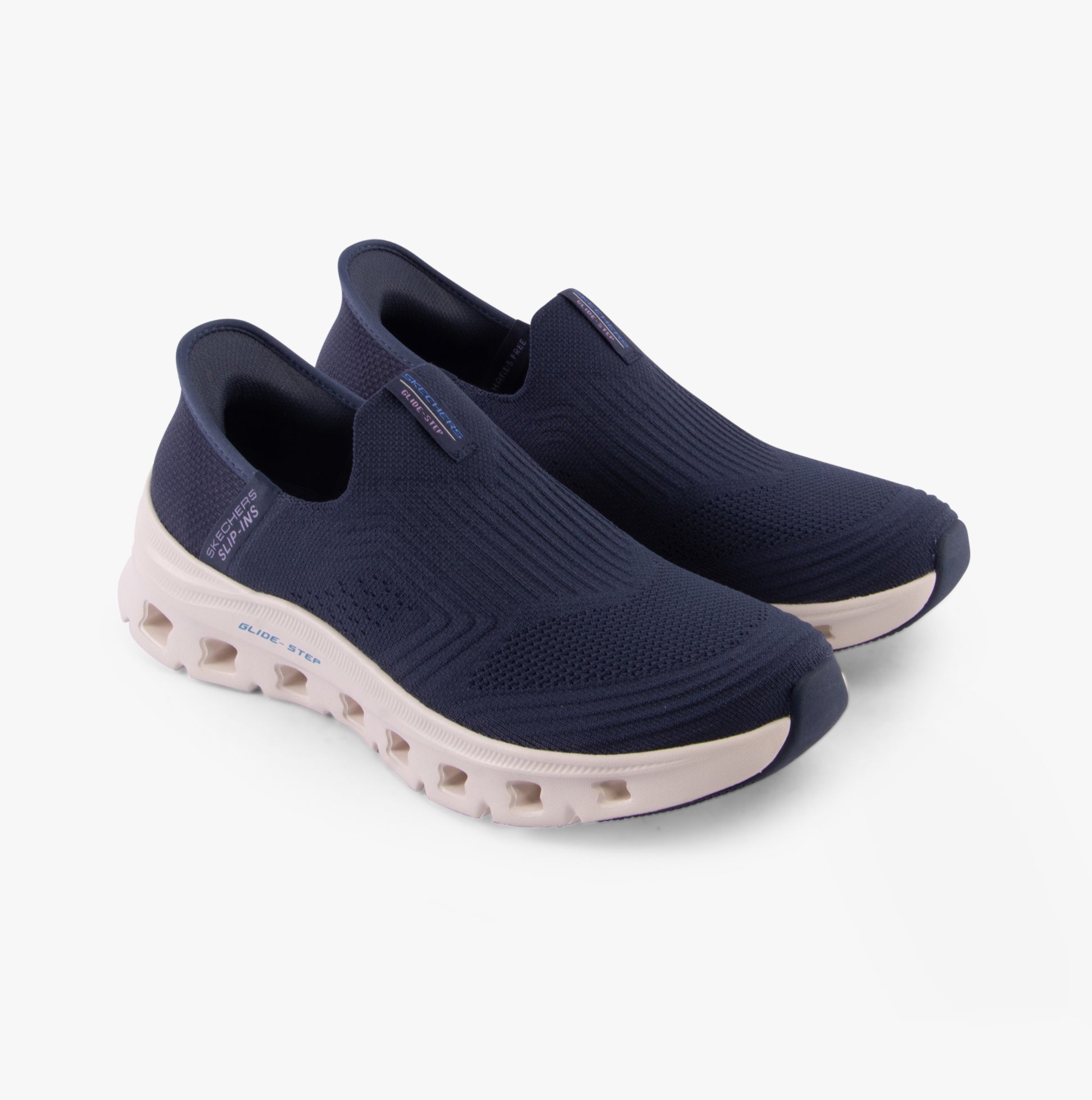 Skechers 150422/NVY GLIDE-STEP PRO-EVERYDAY CITIZ Womens Trainers Navy side view showcasing slip-on design.