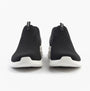 Skechers 150450/BLK ULTRA FLEX 3.0-EASY WIN Womens Trainers Black front view with slip-on design and round toe.
