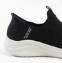 Skechers 150450/BLK ULTRA FLEX 3.0-EASY WIN Womens Trainers Black side view showing textured upper and supportive sole.