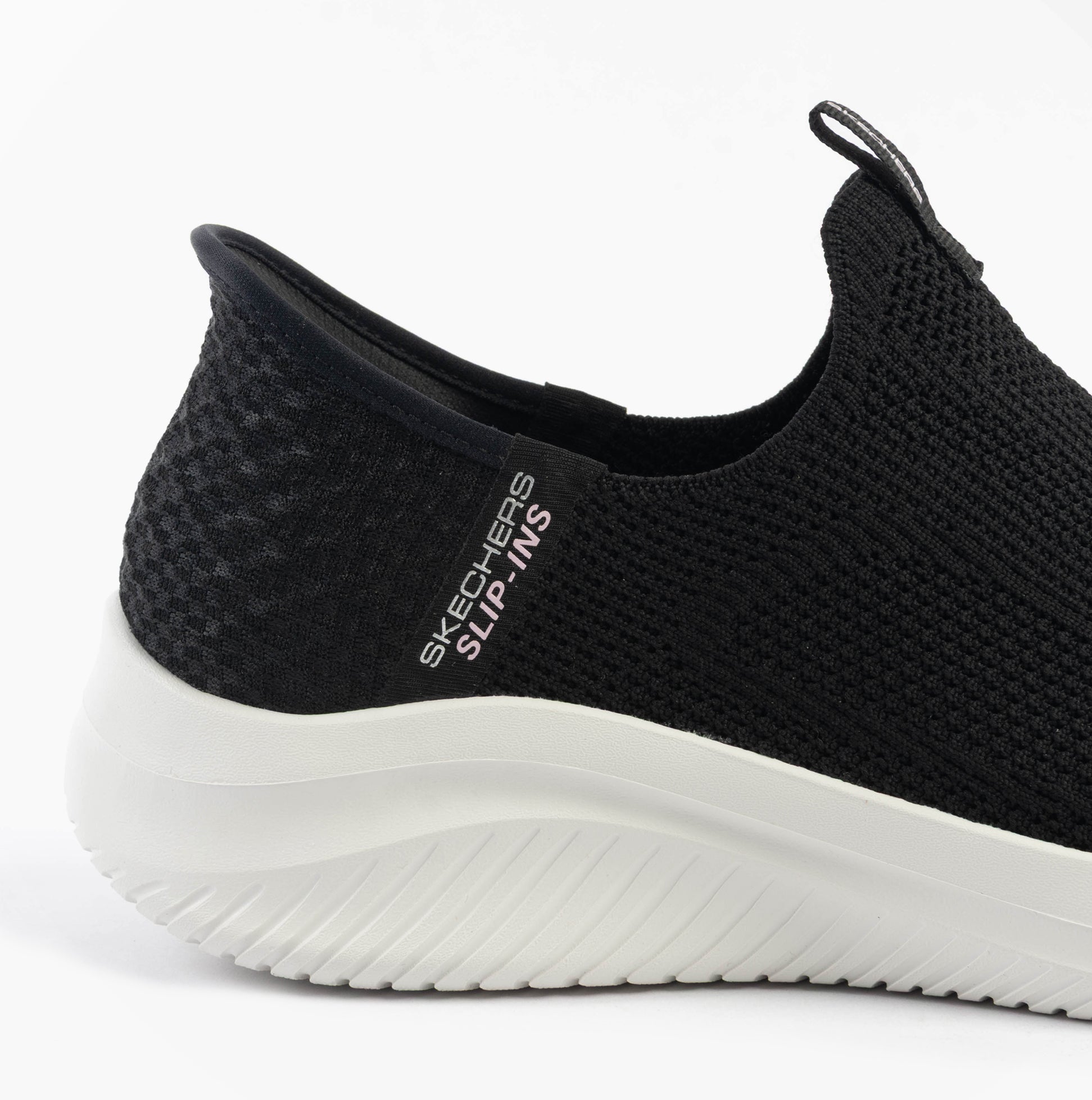 Skechers 150450/BLK ULTRA FLEX 3.0-EASY WIN Womens Trainers Black side view showing textured upper and supportive sole.