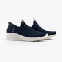 Skechers 150450/NVY ULTRA FLEX 3.0-EASY WIN Womens Trainers Navy/Grey/Pink side view with slip-on design and textured upper.