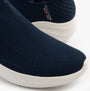 Skechers 150450/NVY ULTRA FLEX 3.0-EASY WIN Womens Trainers Navy/Grey/Pink side view of upper texture and sole.