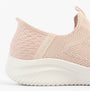 Skechers 150450/ROS ULTRA FLEX 3.0-EASY WIN Womens Trainers Rose rear detail view showing slip-on design and texture.