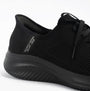 Skechers 150457/BBK ULTRA FLEX 3.0-ELEVATED MOTION Womens Trainers Black side view detailing the mesh upper and rubber sole.