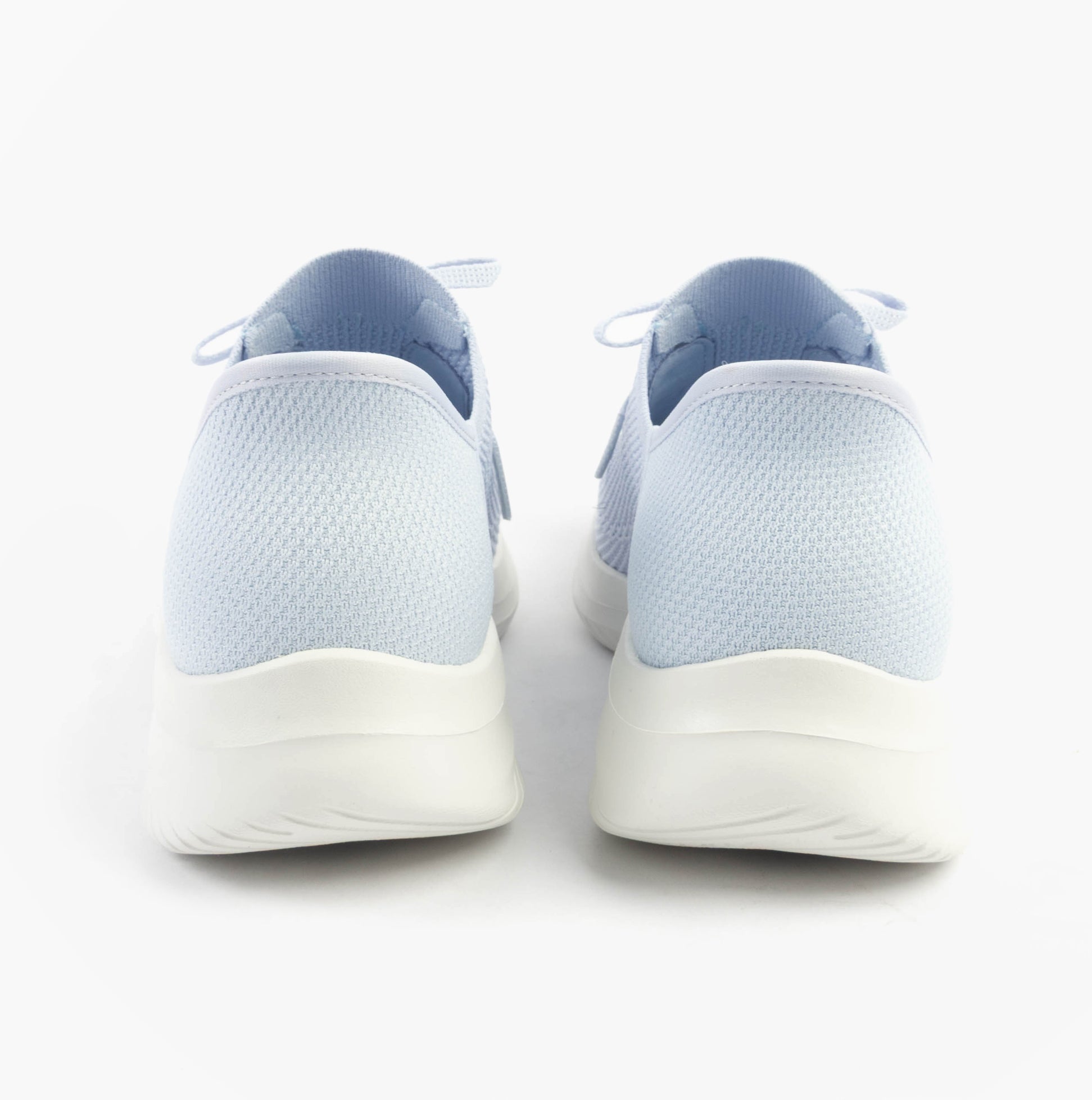 Skechers 150457/LTBL ULTRA FLEX 3.0-ELEVATED MOTION Womens Trainers Light Blue rear view showing low top design.