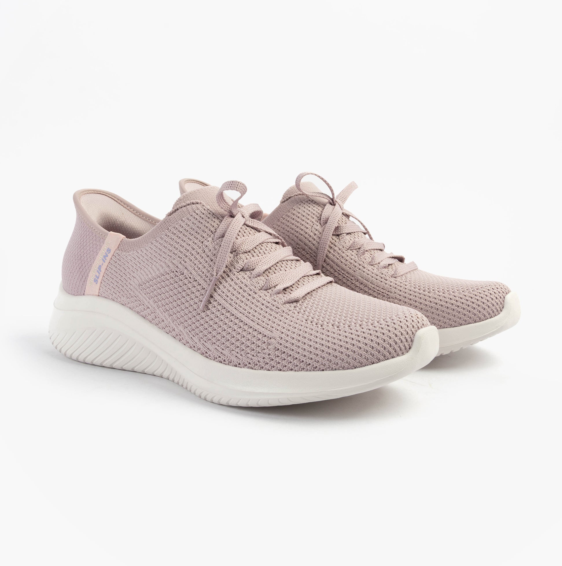 Skechers 150457/LTMV ULTRA FLEX 3.0-ELEVATED MOTION Womens Trainers Light Mauve side view showcasing lace-up closure and textile upper.