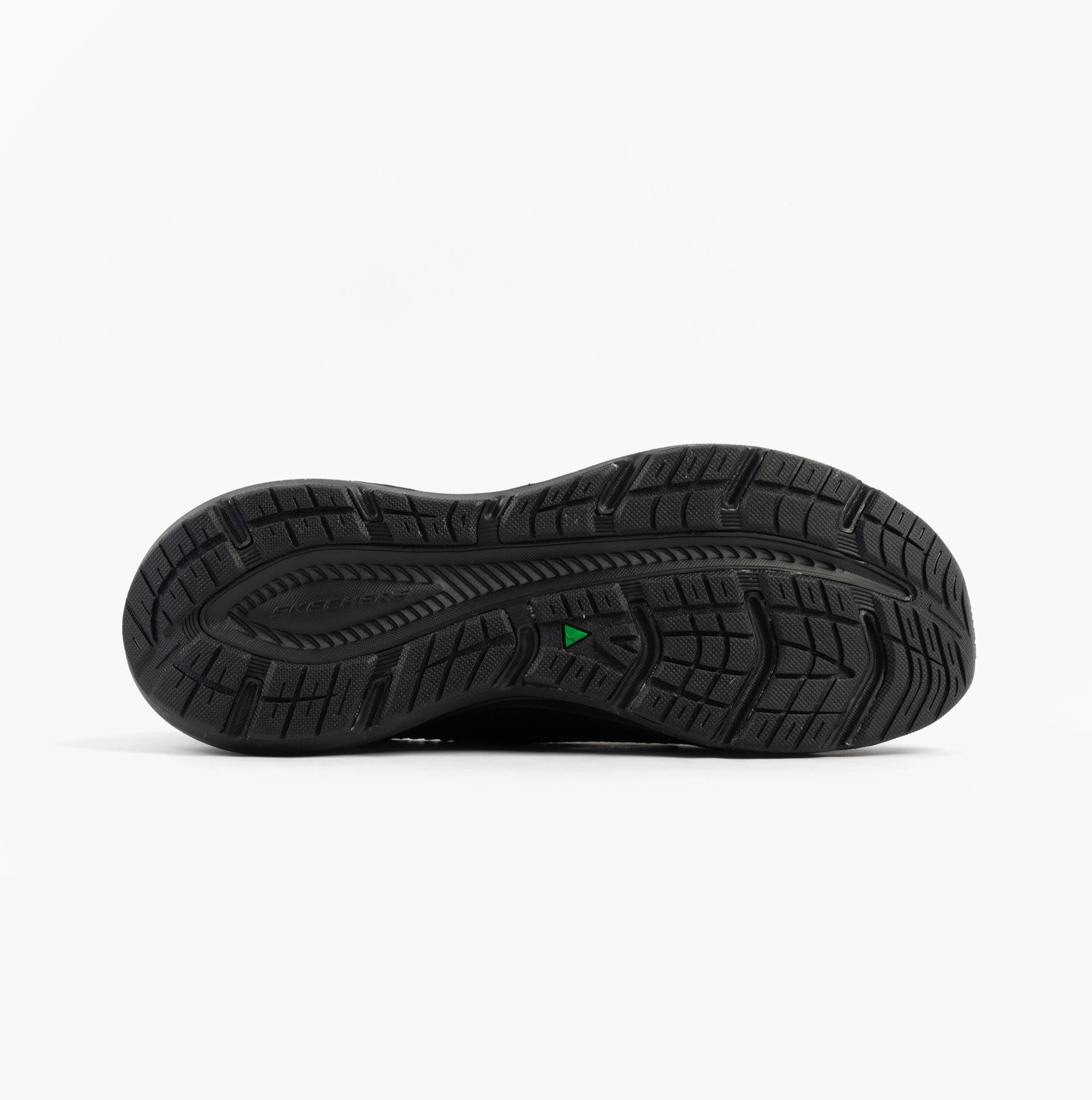 Skechers 150470/BBK EDGERIDE - IMPRESSION Womens Trainers Black bottom view of the rubber sole.
