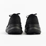 Skechers 150470/BBK EDGERIDE - IMPRESSION Womens Trainers Black back view showcasing low top design and rubber sole.