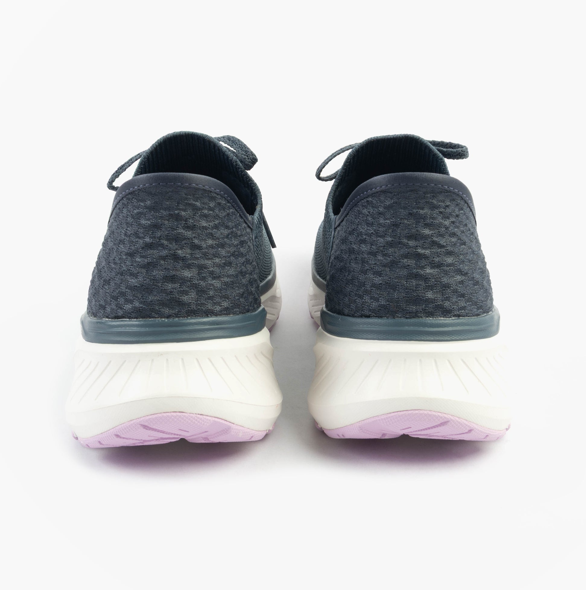 Skechers 150470/NVLV EDGERIDE - IMPRESSION Womens Trainers Blue back view showing low top design and lace-up fastening.