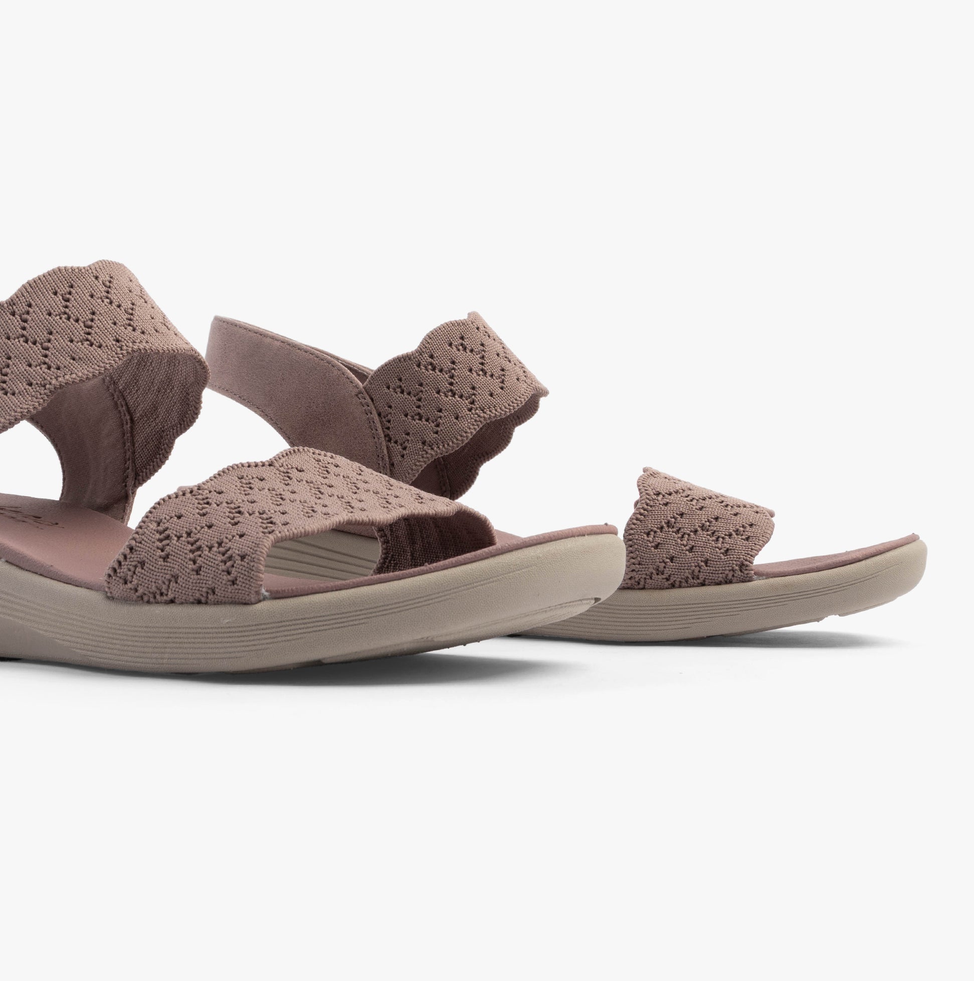 Skechers 163165/MVE ARYA - ON THE RISE Womens Sandals Mauve/Pink side view showcasing comfort design.