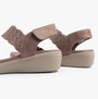 Skechers 163165/MVE ARYA - ON THE RISE Womens Sandals Mauve/Pink rear view with wedge heel and adjustable strap.