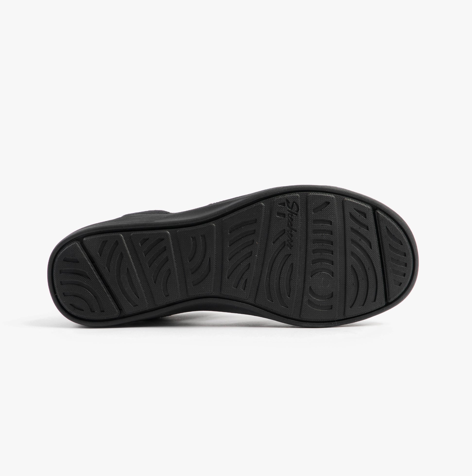 Skechers 163524/BBK ARYA - COOLING OFF Womens Sandals Black bottom view showing rubber sole design.