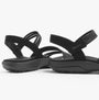 Skechers 163573/BBK REGGAE SLIM - COFFEE RUN Womens Sandals Black side view showcasing the comfortable straps and low heel.