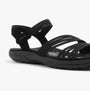 Skechers 163573/BBK REGGAE SLIM - COFFEE RUN Womens Sandals Black side view highlighting strap design and comfort.