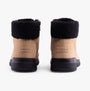 Skechers 16677/NTBK GLACIAL ULTRA - WOODLANDS Womens Boots Natural/Black rear view showing suede upper and warm lining.