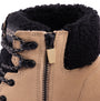 Skechers 16677/NTBK GLACIAL ULTRA - WOODLANDS Womens Boots Natural/Black detail view of ankle boot with lace-up and zip.