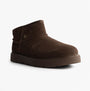 Skechers 167848/CHOC KEEPSAKES COZY - COZY MINI Womens Boots Chocolate side view showcasing brown suede material.