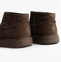 Skechers 167848/CHOC KEEPSAKES COZY - COZY MINI Womens Boots Chocolate rear view showing soft suede upper and durable rubber sole.