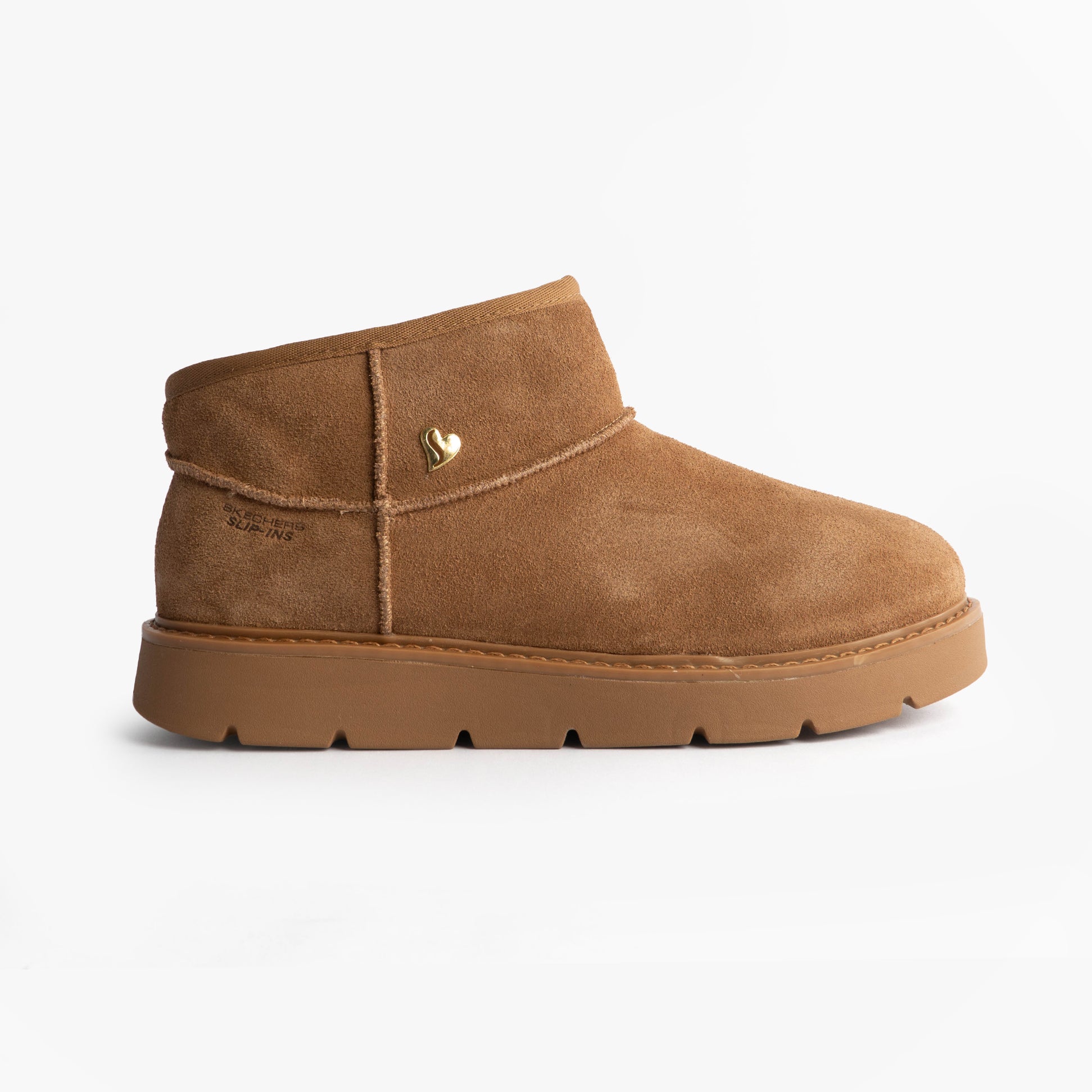 Skechers 167848/CSNT KEEPSAKES COZY - COZY MINI Womens Boots Chestnut side view featuring soft suede and cozy design.