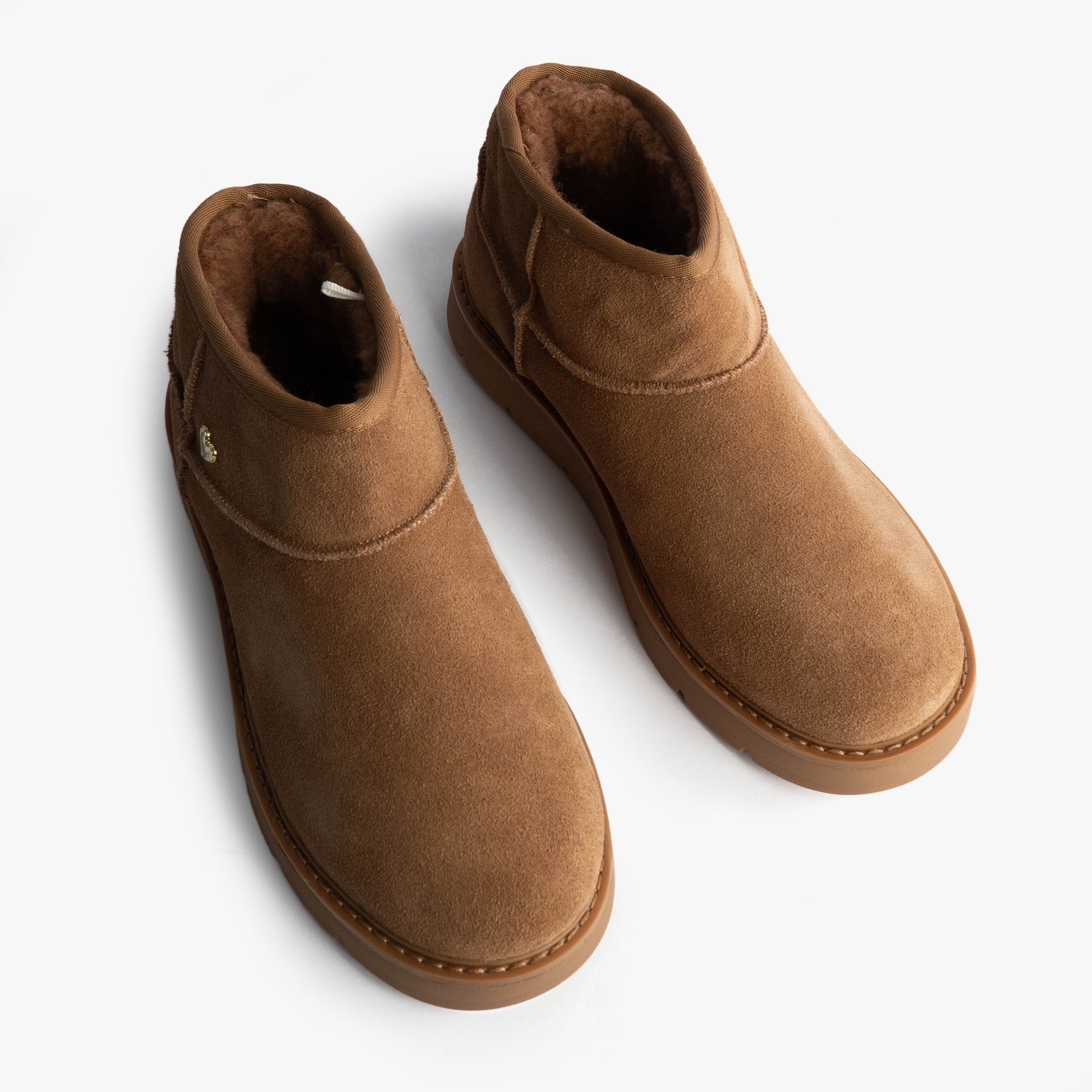 Skechers 167848/CSNT KEEPSAKES COZY - COZY MINI Womens Boots Chestnut top view of suede ankle boots with memory foam.