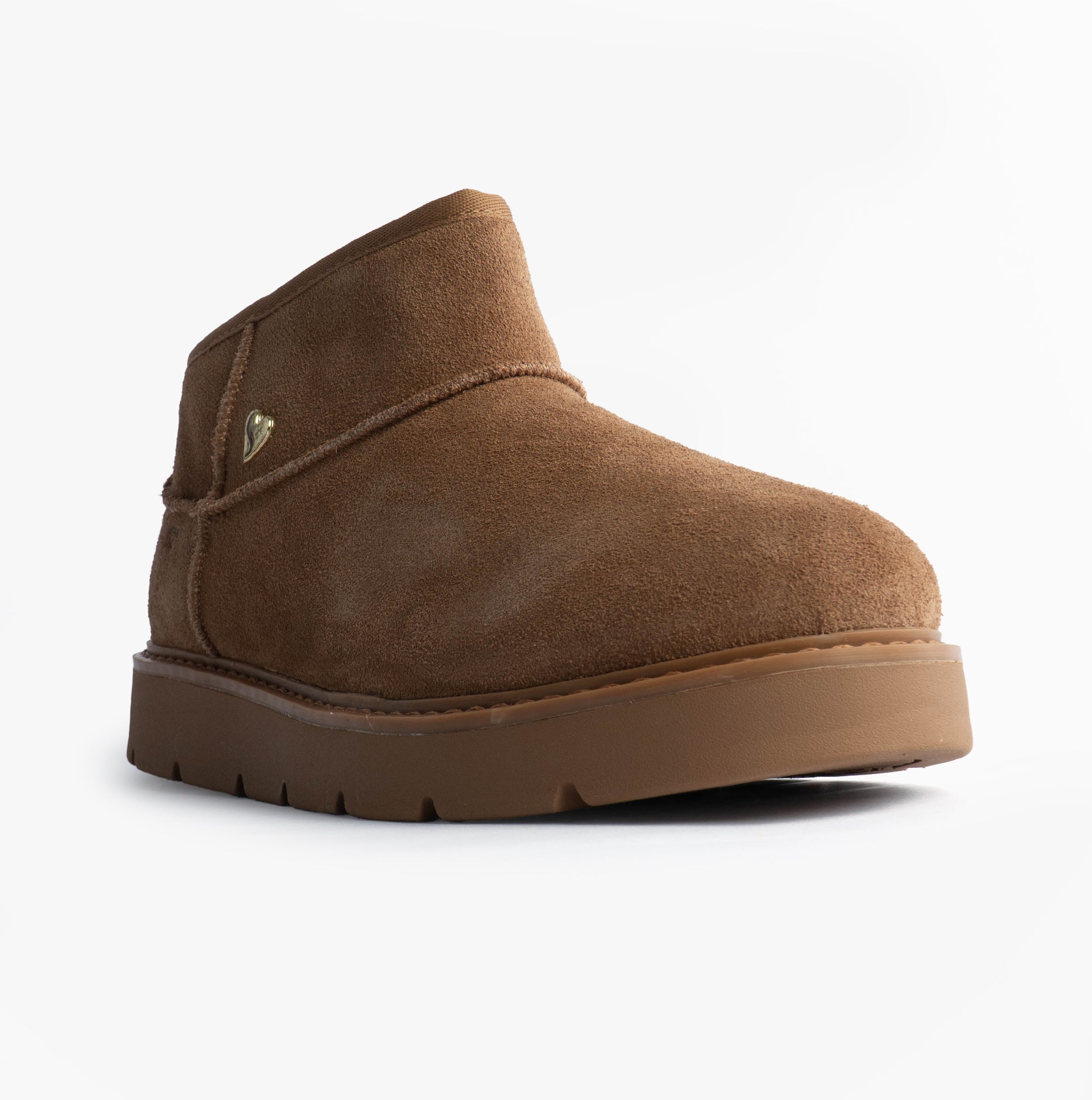 Skechers 167848/CSNT KEEPSAKES COZY - COZY MINI Womens Boots Chestnut side view showcasing plush suede upper.