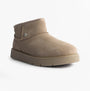 Skechers KEEPSAKES COZY - COZY MINI Womens Boots Taupe side view showing suede upper and rubber sole.