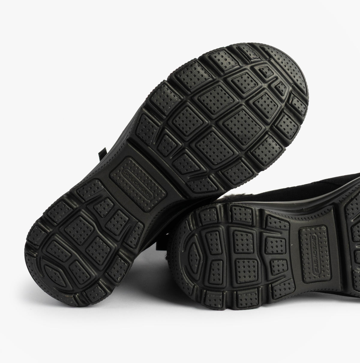 Skechers 167862/BLK EASY GOING - COOL ZIP Womens Boots Black bottom sole view with detailed rubber traction.