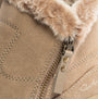 Skechers 167862/TPE EASY GOING - COOL ZIP Womens Boots Taupe close-up detail view showing zip and faux fur lining.