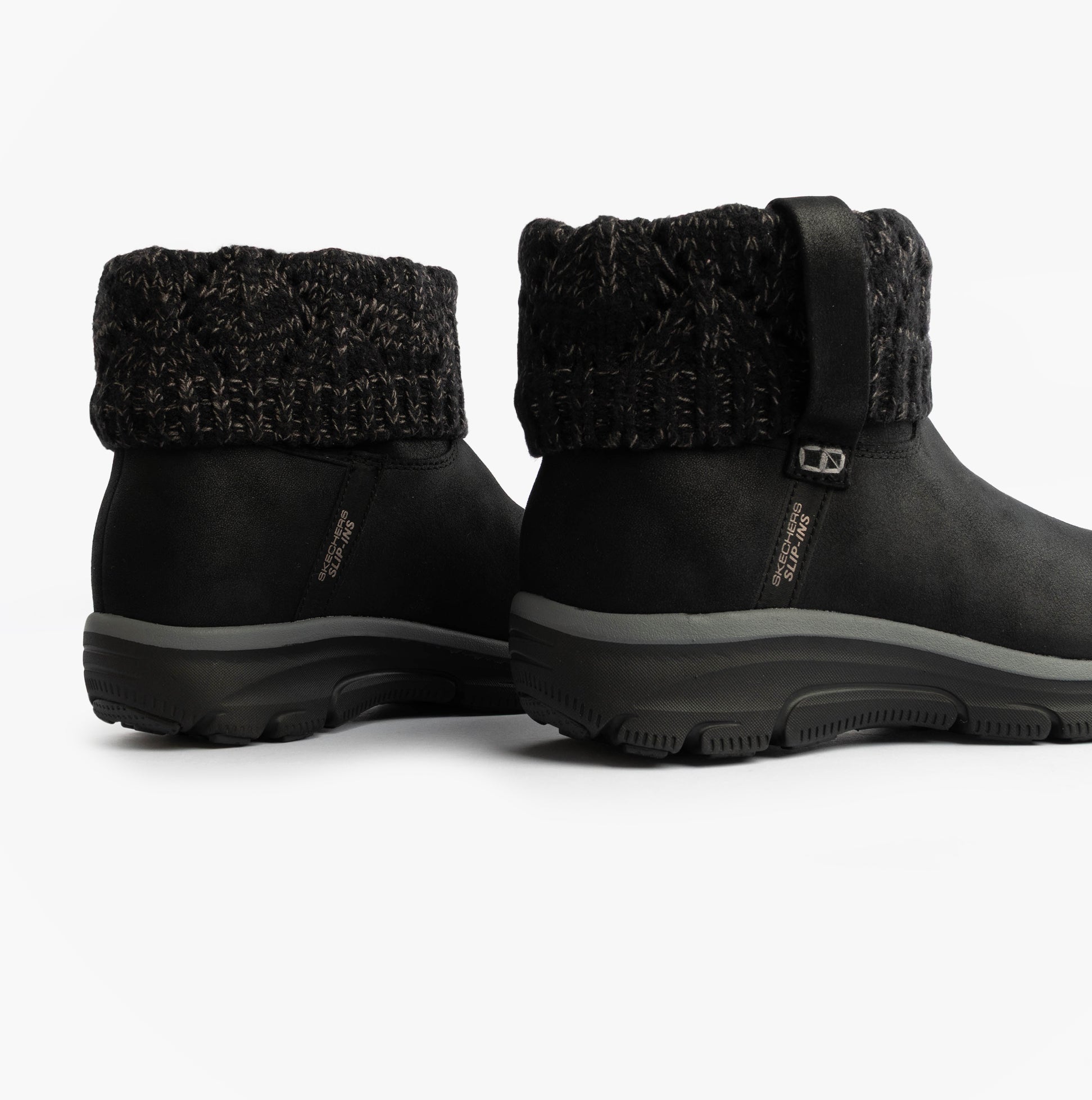 Skechers 168033/BLK EASY GOING - COZY WEATHER 2 Womens Boots Black rear view showcasing the cozy knit collar and sleek design.