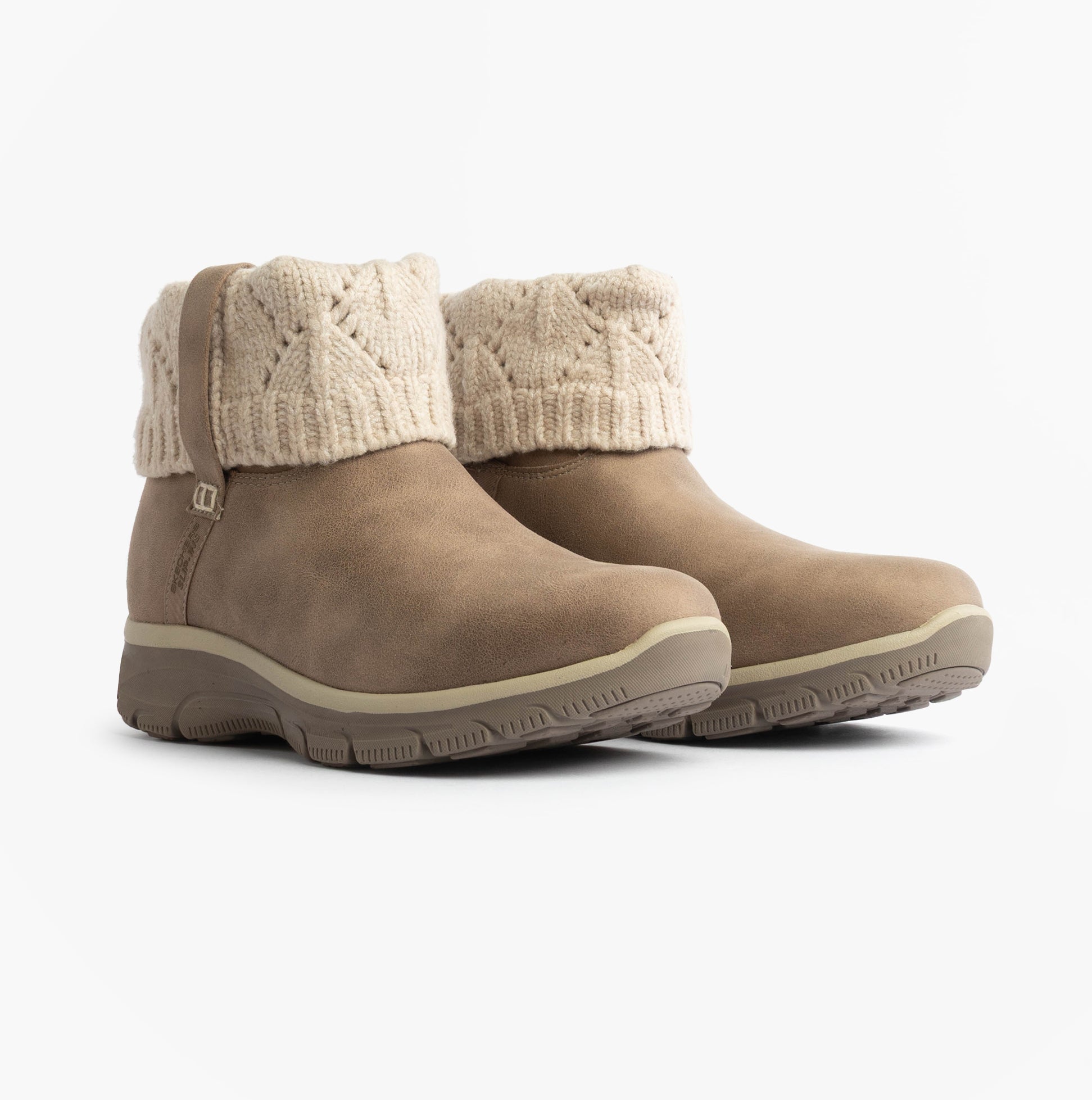 Skechers 168033/TPE EASY GOING - COZY WEATHER 2 Womens Boots Taupe front view with knitted cuff detail.