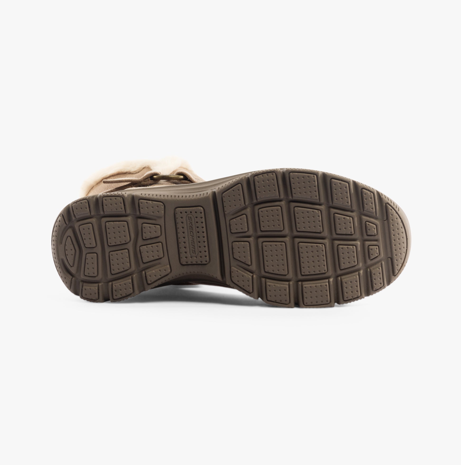 Skechers 168045/DKTP EASY GOING - DREAMERS MOVE Womens Boots Dark Taupe bottom view showing rubber sole design.